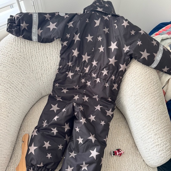Hulabalu Kids 2-3Y Snowsuit Black Gray Stars Like New with Hood - Picture 8 of 8